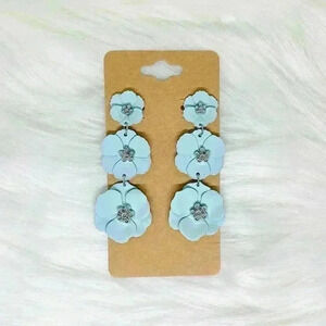 Ceramic Blue Flower Earrings